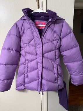 Girls' Purple Hooded Puffer Jacket